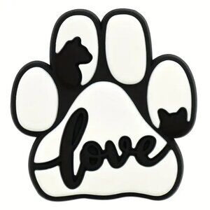 Dog Paw Print Love Black White Croc Shoe Charm Jibbitz